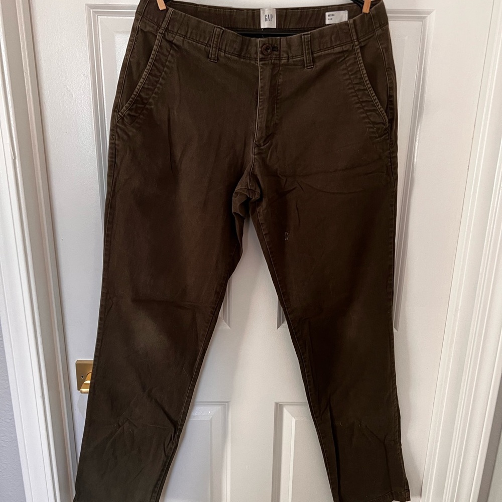 GAP Men's Greenish-Brown Pants